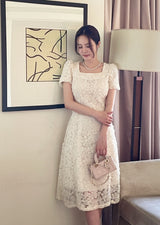 Love Square Flower Flare One Piece