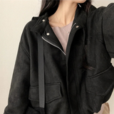 Fumo High Neck Banding Suede Jumper