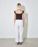 OFF SHOULDER SHIRRING TOP / D.BROWN