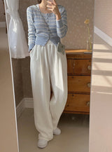 Border Cashmere Cable Knit Cardigan (5color)