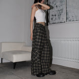 Maku check pocket long wide pants