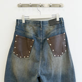 Stud Patch Denim Pants
