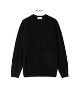 レボンヘビーケーブルヘンリーネックニット