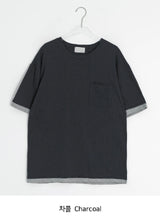 [unisex] モンゾレイヤードポケットボクシー半袖Tシャツ