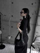 studded shoulder shark bag