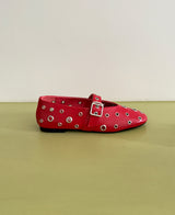 metal eyelet flat shoes (white)