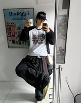 No.0858 HストライプPFワイドスナップパンツ