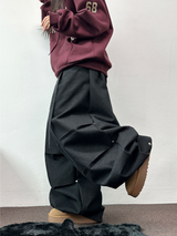 TWO PINTUCK RIVET BELT BALLOON LONG PANTS 🤎🖤💙3COLOR