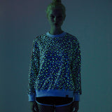 Leopard Sweatshirt (White) *reflective tape