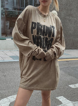レフトプリントオーバーサイズフィット長袖Tシャツ
