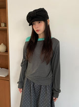 ケムタ レイヤード オフショルダー ロングスリーブ Tシャツ