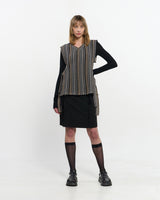V neck knit Vest _ BROWN