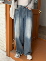 ブルーディープウォッシュデニムワイドパンツ