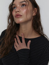 Side Shirring Stripe Top_Charcoal