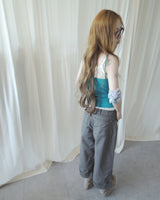 HERRINGBONE ROLL-UP BUCKLE PANTS