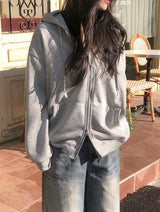[UNISEX] テリーベーシックルーズフィット2WAYフードジップアップ (4color)