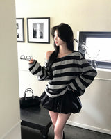 [MADE] Coming, striped off shoulder T-shirt