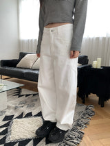 Cotton wide curved pants(4color)