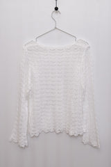 Wave Lace Pattern Knit (White)