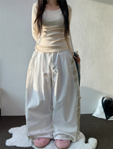 HIGH QUALITY🌷🖤SIDE FLOWER BOHEMIAN BACK-SNAP PANTS 🪻🌼🥀3COLOR
