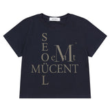 GLYPH CROSS SEOUL LETTERING LOGO CROP HALF T