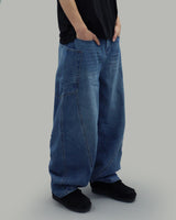 Low curve cargo denim jeans (Blue)