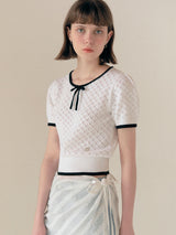 RIBBON SKASHI HALF KNIT WHITE