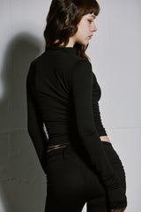 PEARL SHIRRING ZIP-UP