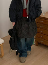 ホーメンドットパディングキルティングミディスカート