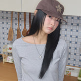 star symbol patch cap brown