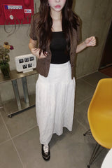hot sealing plaid white long skirt