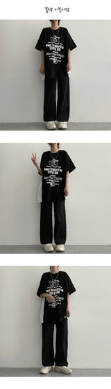 [Basic, Long/S-2XL] Right Back Banding Summer Semi-Wide Denim Pants
