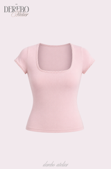 Minky Square Slim Color Short Sleeve T-shirt