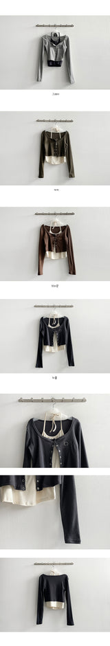 Tins Embroidered Layered Sleeveless Cardigan Set