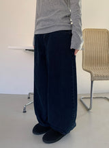 Hibom Washing Wide Balloon Denim Pants
