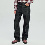 laser cowboy flare denim pants black