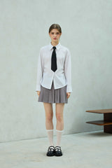 LOWELL SLIM FIT STRIPE SHIRRLING SHIRT / WHITE