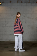 JERRY STRIPE OVERFIT LONG SLEEVE T-SHIRT / NAVY