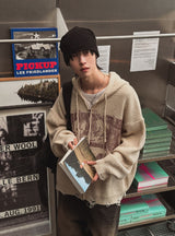Atonic Lettering Hooded Zip-Up Knit