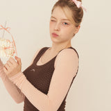 DOT RIBBON SLEEVELESS TOP - BROWN