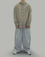 Kits hoodie check shirt (Blue)