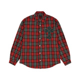 Oversized Patch Check Shirt - Red