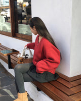 [BELLIDE MADE] Kinsha, mohair V-neck loose fit knit