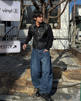 Round denim pants