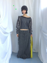 Feminine Flat Neck Long T-Shirt