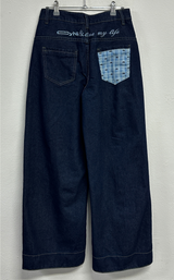 RIBBON🎀WIDE RIBBON ROLL-UP DENIM PANTS 🩵🎀