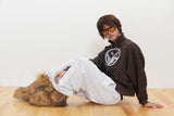 Finger Logo Applique Crop Zip-Up (Brown)