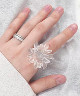 translucent white flower ring