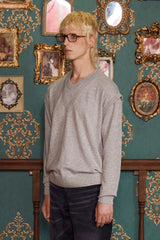 LAYERED V NECK KNIT / GREY
