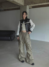 Bendy Zipper Diagonal Pocket Cargo Pants